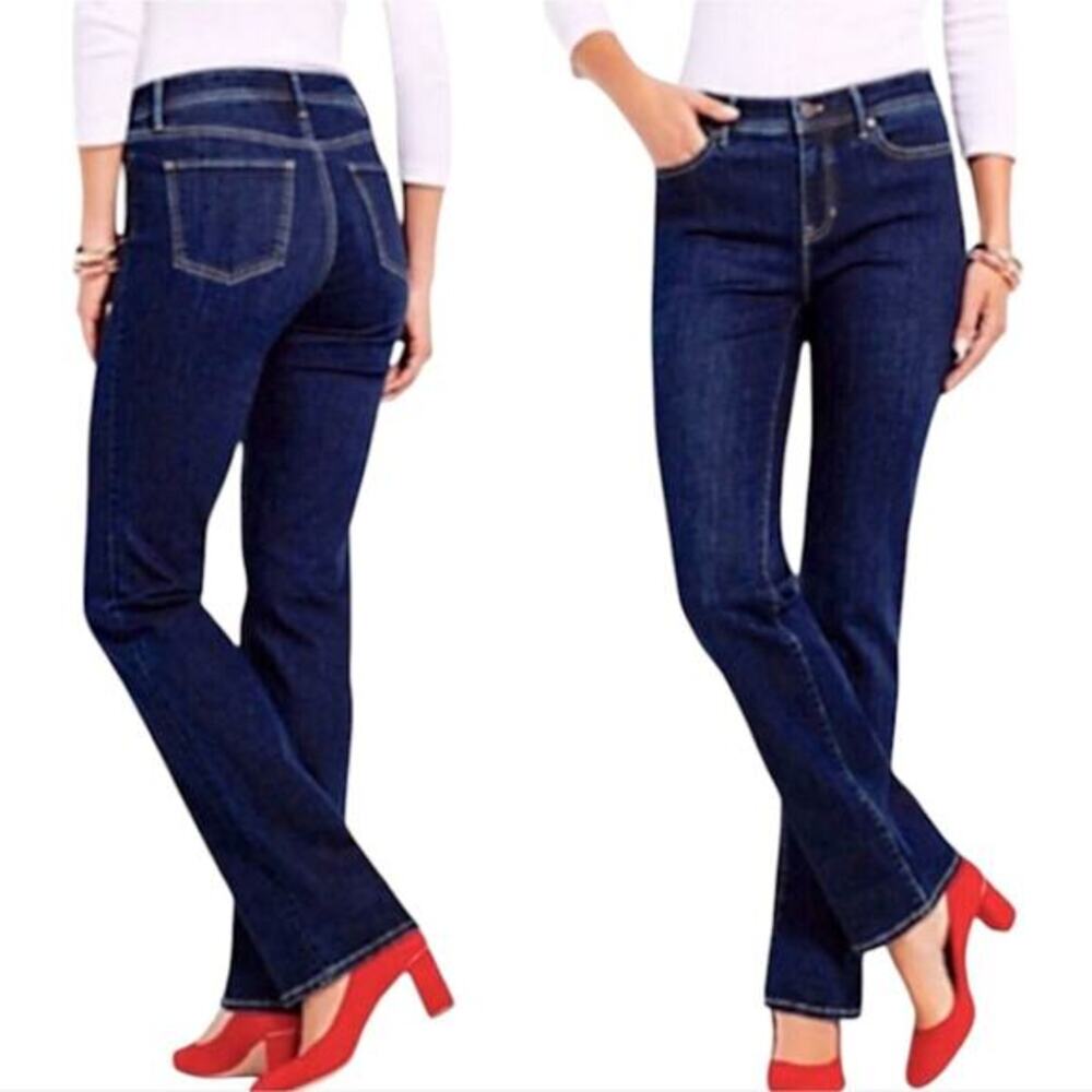 Talbots Signature Boot Cut Women's Mid Rise Dark Wash Blue‎ Jeans Size 12